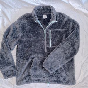 Grey PINK fuzzy pullover